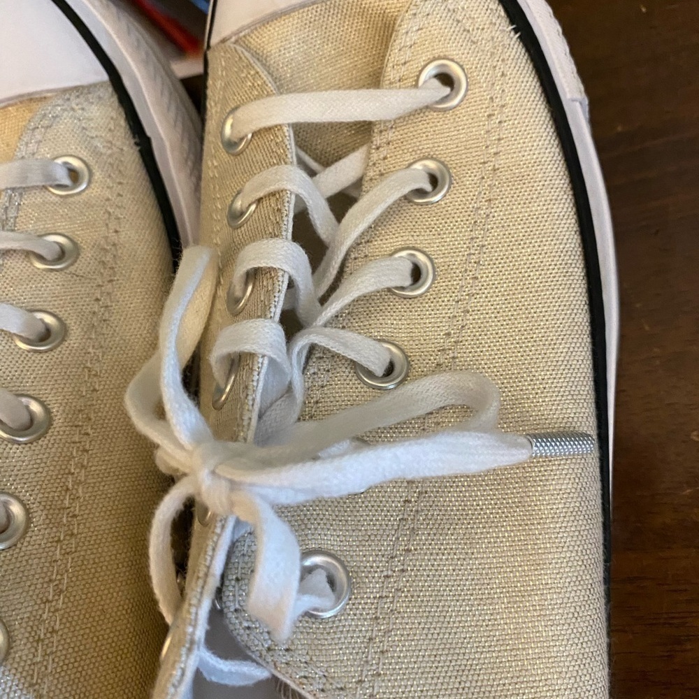 Converse all star low platform metallic gold coated canvas sneakers womens 10 - Picture 6 of 9
